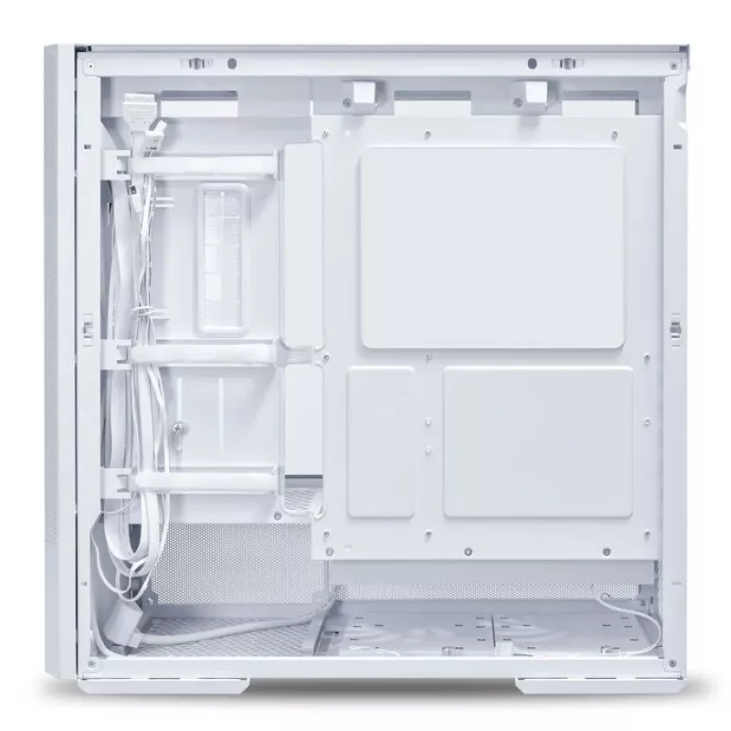 MidiTower datora korpuss Lian Li LANCOOL 207 — balts, caurspīdīgs panelis, atbalsta ATX/MicroATX/MiniITX, bez barošanas bloka