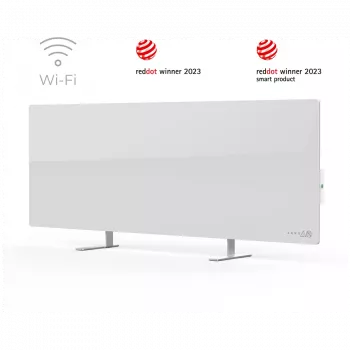 AENO Premium Eco Smart Heater, 700W, Rūdīts stikls, Infrasarkanā+konvekcijas apkures tips, Spraudņa tips: Eiropa (E/F tips), BALTS