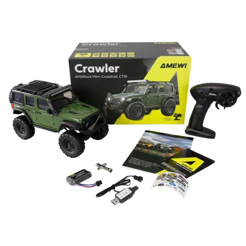 RC kāpurķēžu modelis Amewi AMXRock 4WD 1:16 RTR, zaļš