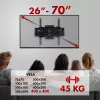 Sienas TV stiprinājums MACLEAN MC-781 ekrāniem no 66 līdz 177,8 cm (26–70 collas), slīpums -12–2°, VESA 100x100–400x400, maks. slodze 45 kg, melns