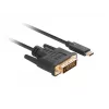 Video kabeļa adapteris LANBERG CA-CMDV-10CU-0030-BK, USB Type-C uz DVI-D, 3 m, melns