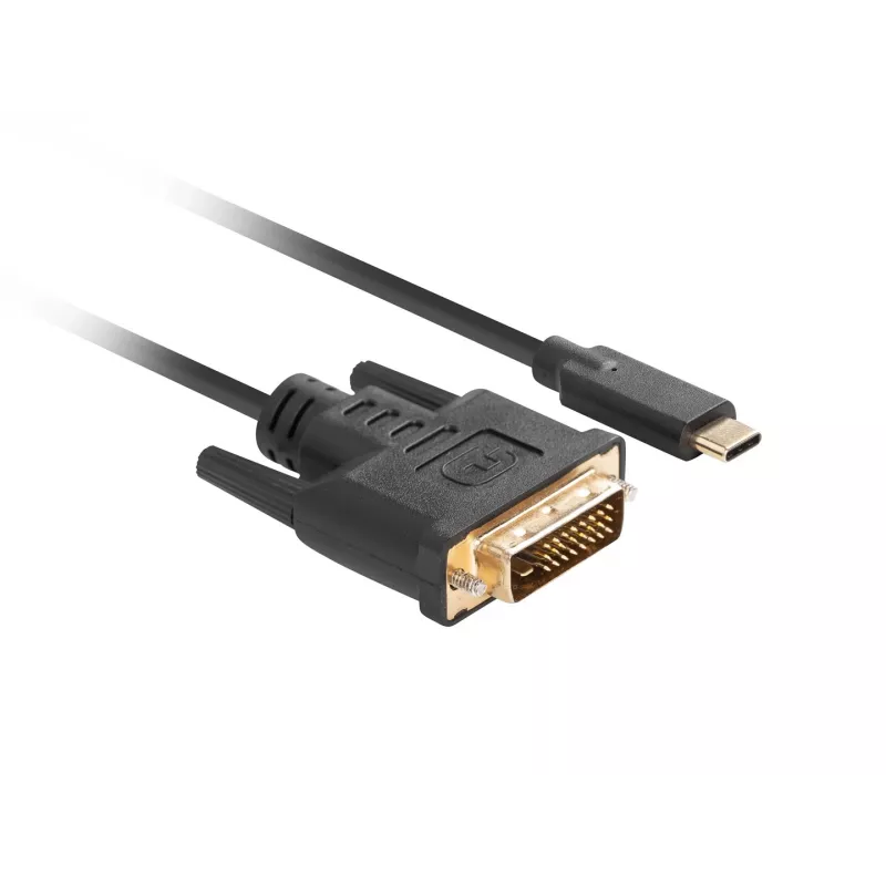 Video kabeļa adapteris LANBERG CA-CMDV-10CU-0030-BK, USB Type-C uz DVI-D, 3 m, melns