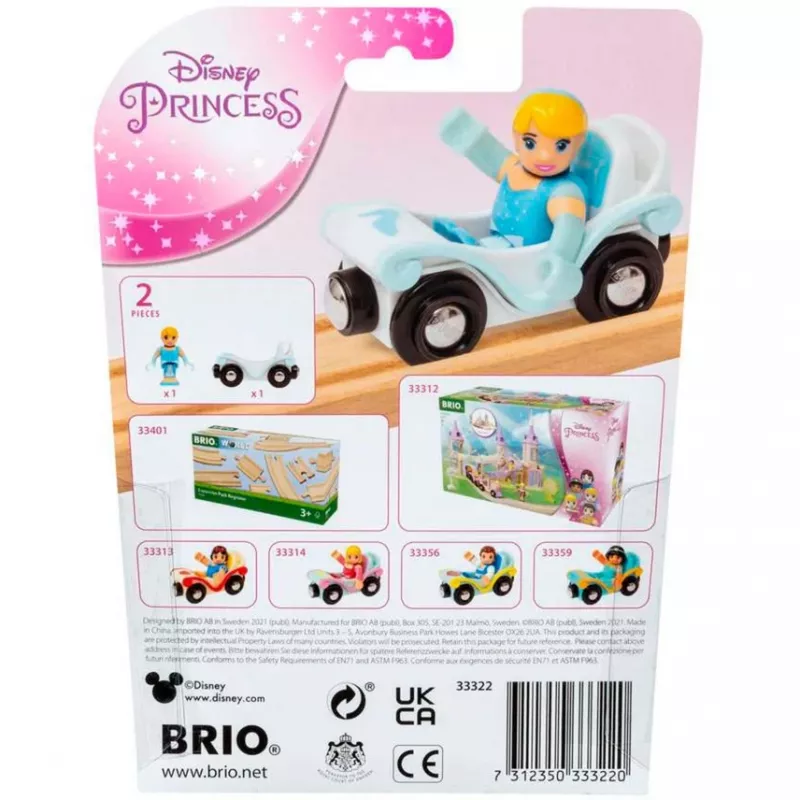 Mēroga modeļa daļa/piederums Ravensburger BRIO Disney Princess Cinderella & Wagon, zils/balts, vecumam no 3 gadiem