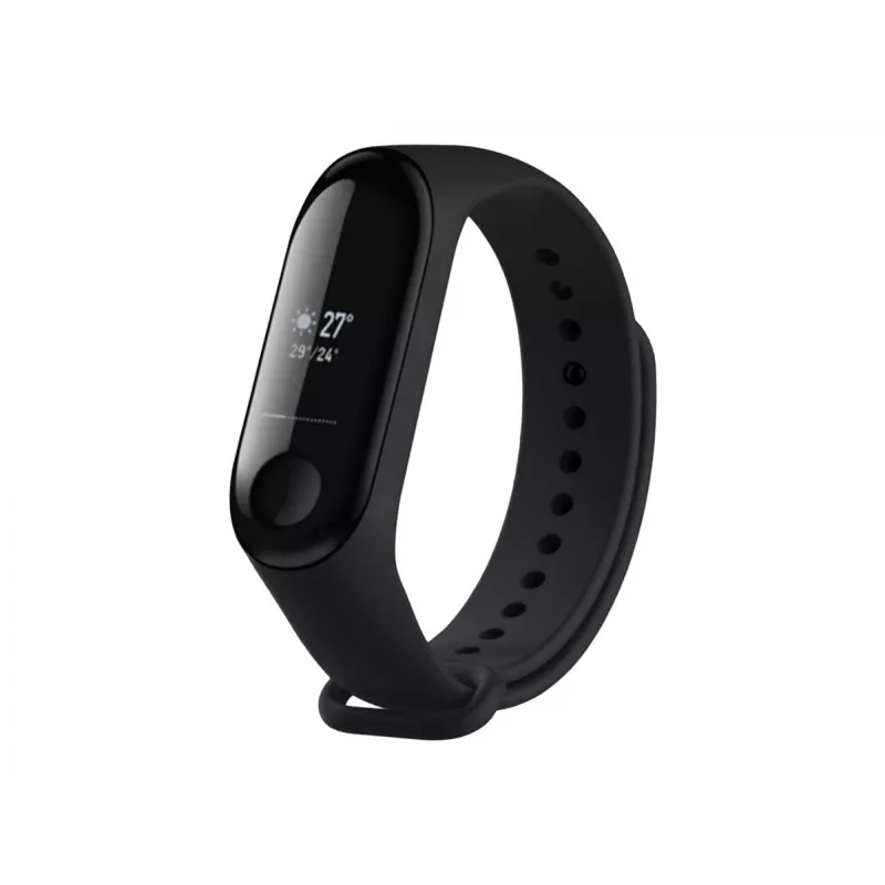 Silikona siksniņa FIXED Xiaomi Mi Band 3/4 — melna, maināma elastīga izturīga silikona