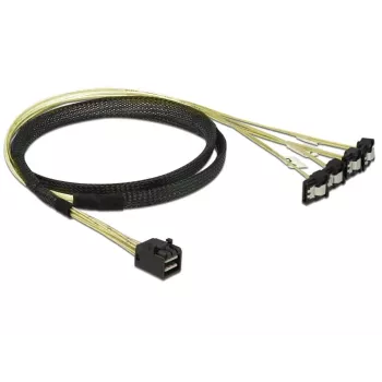 SCSI kabelis DeLOCK 85685 Melns Dzeltens 1 m 1 x Mini SAS HD SFF-8643 4 x SATA 7 pin