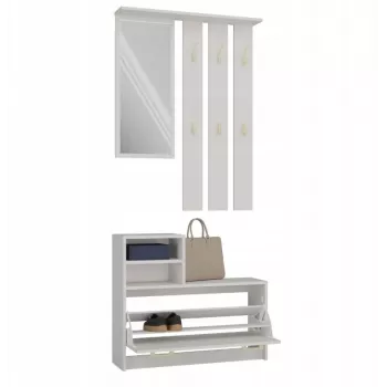 Wardrobe Shoe Cabinet top e shop VERA Cashmere GS1 — 1800×850×240 mm, veramas durvis, spogulis, 1 plaukts, 6 āķi