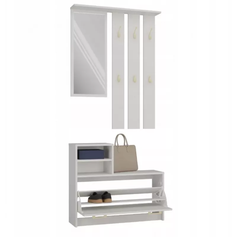 Wardrobe Shoe Cabinet top e shop VERA Cashmere GS1 — 1800×850×240 mm, veramas durvis, spogulis, 1 plaukts, 6 āķi
