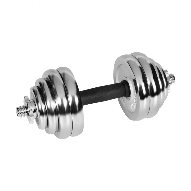 Regulējams čuguna hromētu hanteles komplekts 30 kg koferī ar stieņa rokturi, Rebel Active