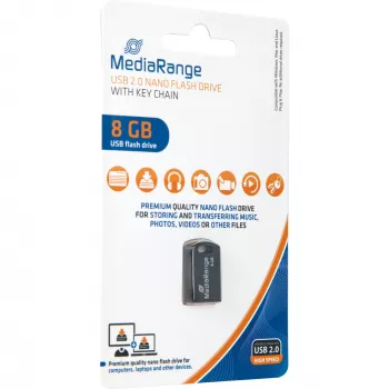 MediaRange Nano - USB zibatmiņa - 8 GB - USB2.0 - Melna (MR920)