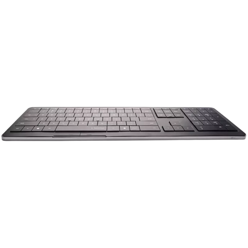 Bezvadu tastatūra CLEVETURA CLVX 1 Touch-On-Keys AI, ANSI US Windows izkārtojums, šķērveida slēdži, alumīnija korpuss, interaktīva RGB apgaismojums