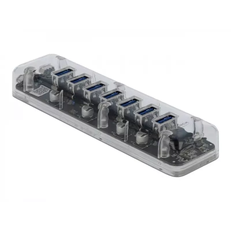 USB centrmezgls DeLOCK 64088 caurspīdīgs USB 3.2 Gen 1 Micro-B