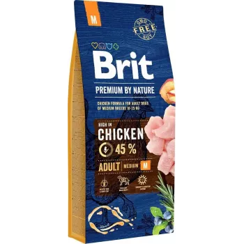 Brit Premium by Nature Medium sausā suņu barība, vista, 15 kg