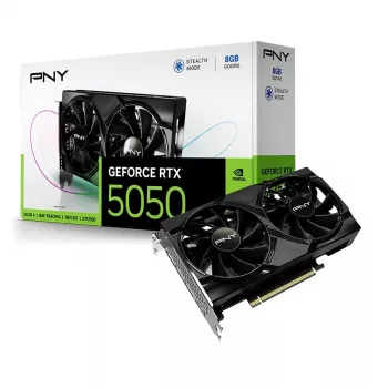 Grafikas karte PNY GeForce RTX 5050 — 8 GB GDDR6, 2317 MHz, 128 bitu, PCIe x8 5.0, dubultā ventilatora dzesēšana
