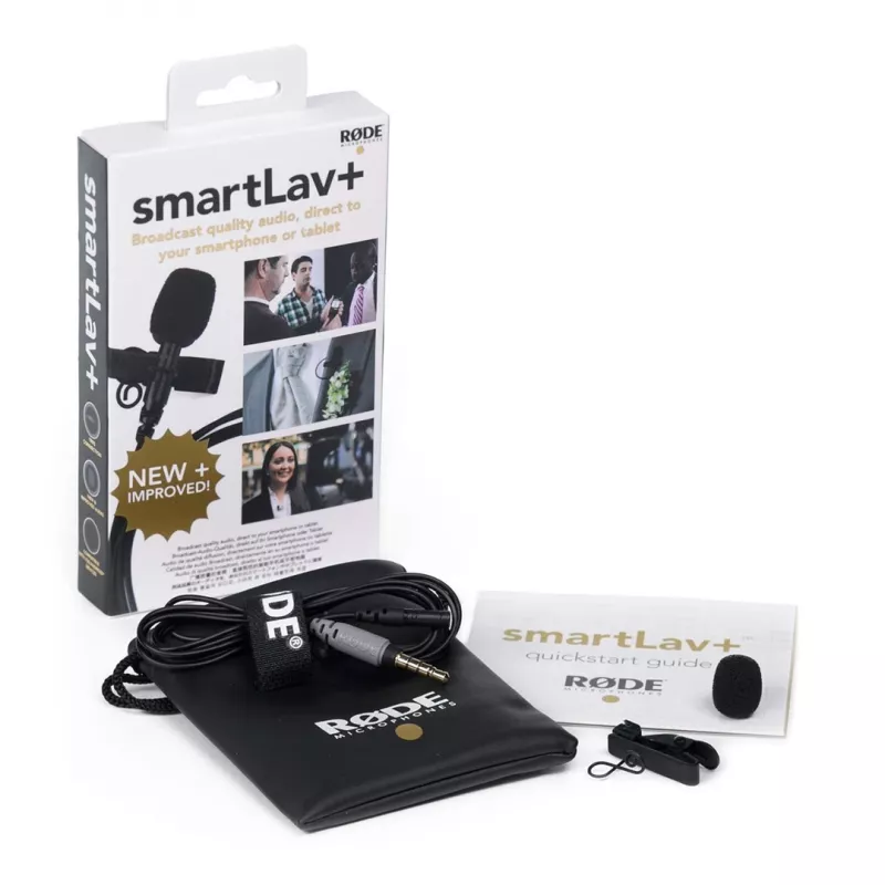 Lavalier mikrofonu RØDE smartLav+ — vadu, daudzvirzienu, 3,5 mm, 20–20 000 Hz, -35 dB jutība, 2 gab., pārnēsāšanas maciņš