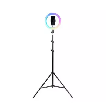 Havit ST7026 statīvs ar RGB gaismas gredzenu, melns, 3 kājas, maks. augstums 2,1 m