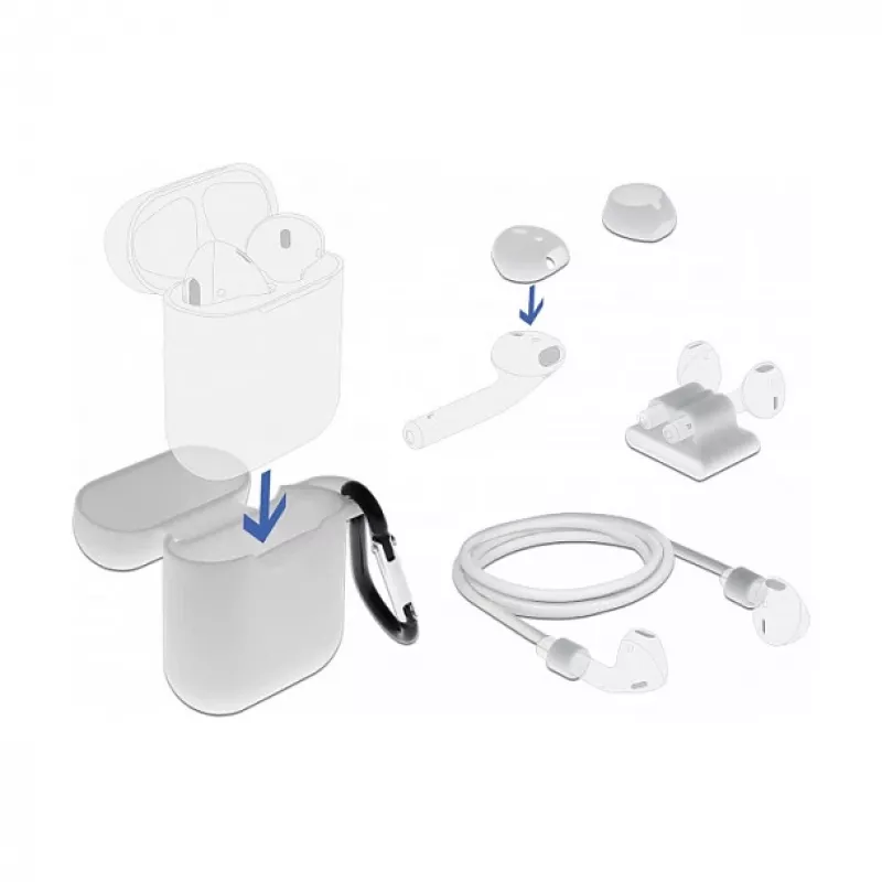 Case DeLOCK Apple AirPods piederumu komplekts balts
