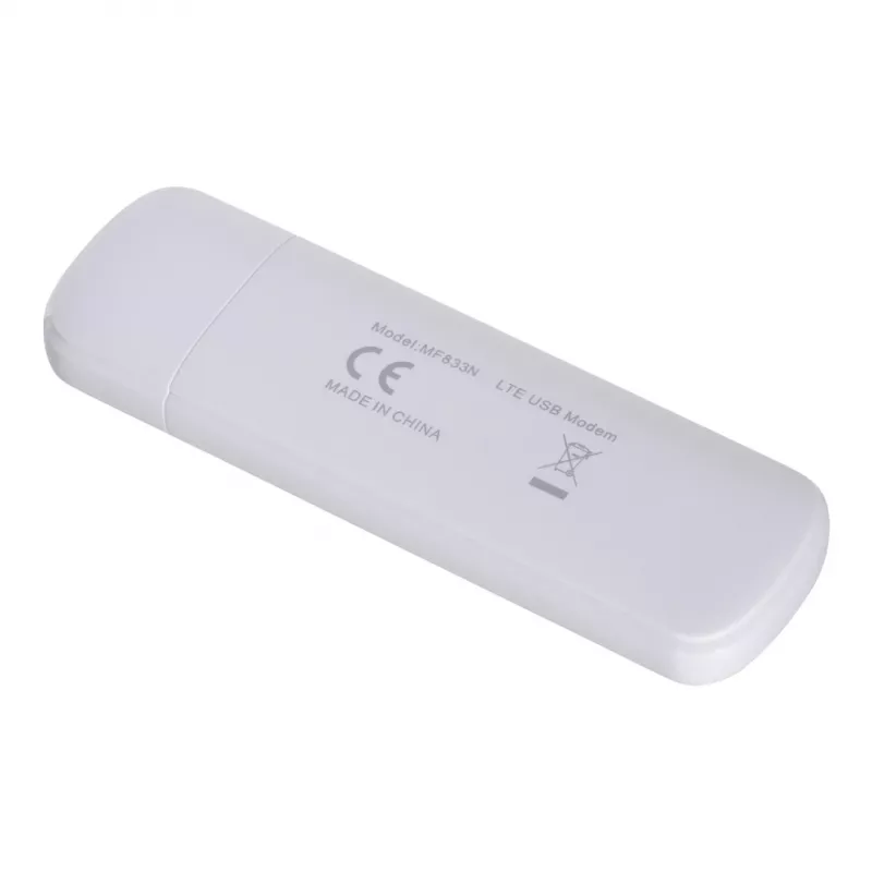 USB mobilais modems ZTE MF833N, pārnēsājams USB formas faktors, 4G LTE-FDD/TDD līdz 150 Mbps, HSUPA/2G atbalsts, microSD slots, balts