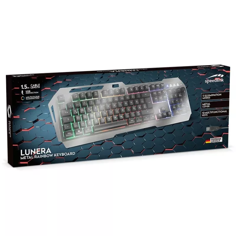 Speedlink spēļu tastatūra LUNERA. Metal Rainbow. melna mazumtirdzniecības
