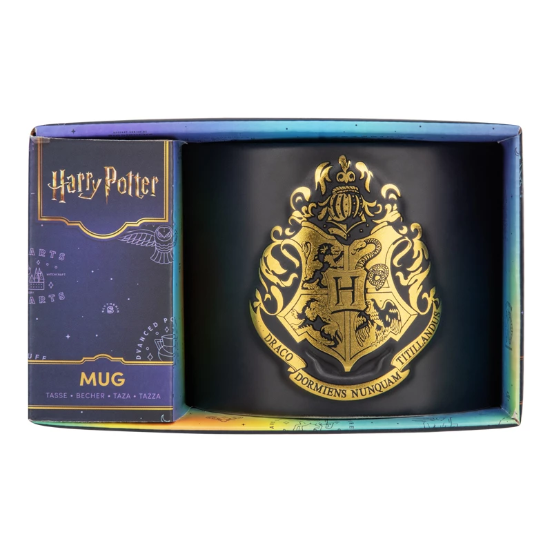 Keramikas krūze Paladone Hogwarts Crest reljefa krūze – reljefs Cūkkārpas ģerboņa dizains, standarta 330–400 ml tilpums