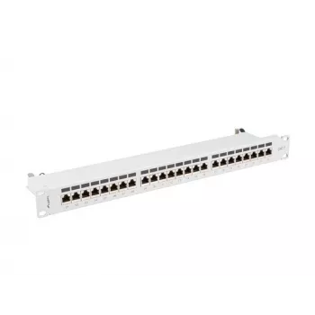 Patch panel 1U LANBERG PPS7-1024-S — 24-portu, Cat7, F/UTP, metāla, 1U (445×102×44,5 mm)