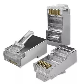 RJ45 modulārais savienotājs QOLTEC 54556 CAT6 FTP, sudraba, 18×22×11 mm, iepakojumā 100 gab.
