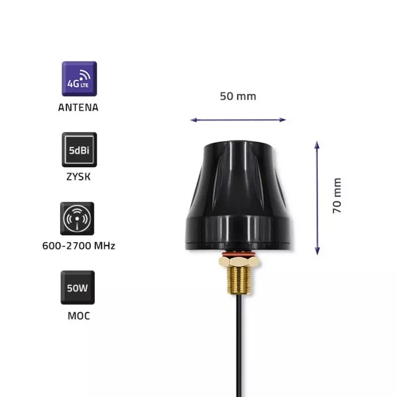 Universāla 4G LTE antena QOLTEC 57037, dubultpolarizēta, 5 dBi pastiprinājums