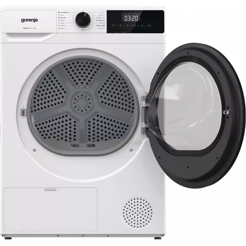 Gorenje veļas žāvētājs | D2HNE7E | Energoefektivitātes klase E | Priekšpuses ielāde | 7 kg | Siltumsūknis | LED | Dziļums 51 cm | Balts