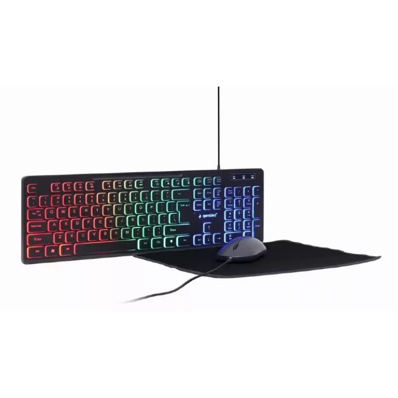 Vadu pilna izmēra tastatūra ar peli Gembird KBS-UML-01 — USB, QWERTY US, 104 taustiņi, melna