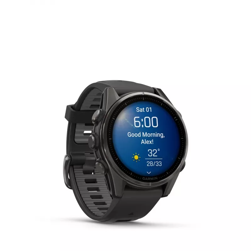 Garmin fenix 8 3,3 cm (1,3) AMOLED 43 mm Digitāls 416 x 416 pikseļi Skārienekrāns Melns Wi-Fi GPS (satelīts)