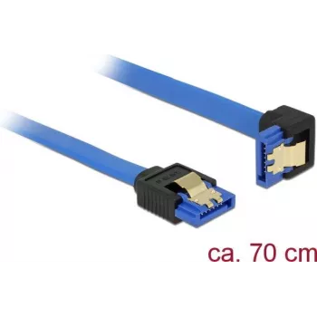SATA kabelis DeLOCK 85092 0,7m SATA 7-pin melns zils