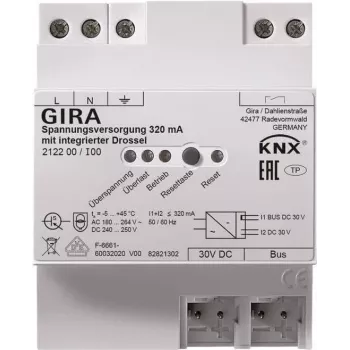 Barošanas avots Gira KNX 320 mA ar droseli REG 212200 KNX instalācijām