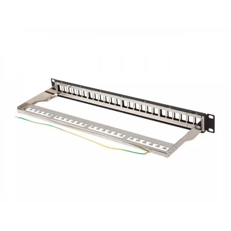 Tukšs sadales panelis 24 porti 1U 19 collas FTP keystone moduļiem melns