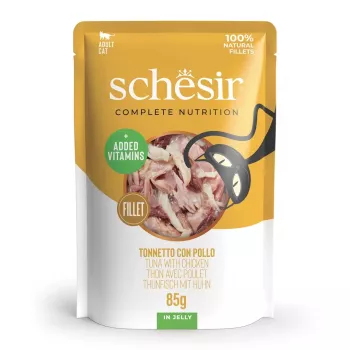SCHESIR želejā ar tunci un vistu - mitrā kaķu barība - 85 g