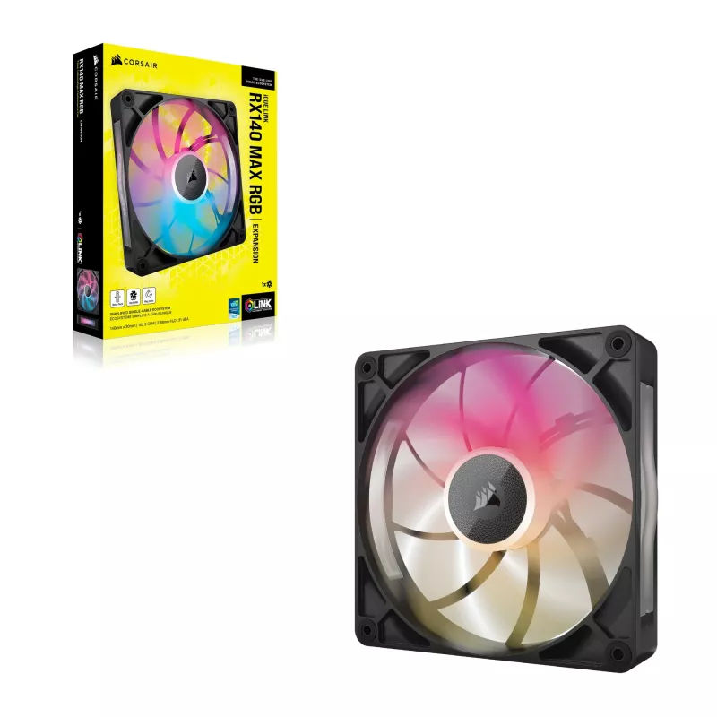 Corsair iCUE LINK RX140 MAX RGB 14 cm Melns 300-1600 RPM ventilators