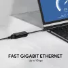 Ethernet adapteris Aukey CB-A30 USB‑C uz Gigabit RJ45 10/100/1000 Mbps, USB 3.0, alumīnija, LED indikatori