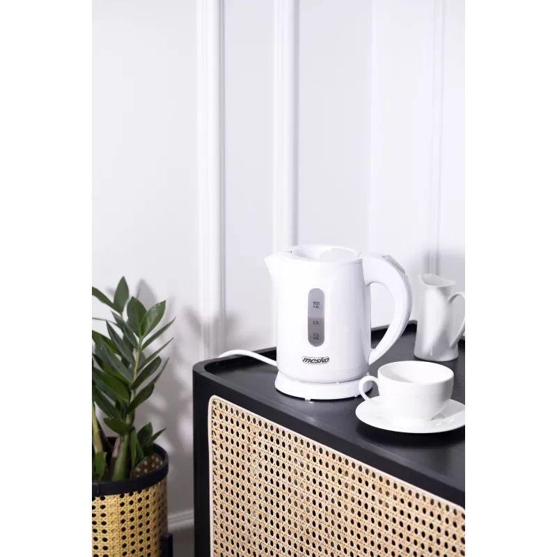 Mesko tējkanna | MS 1376 | Elektriskā | 850 W | 0,8 L | Plastmasa | 360° grozāma pamatne | Balta