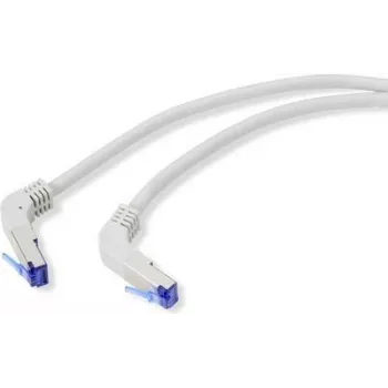 Renkforce RF-4892472 RJ45 tīkla kabelis, savienotājkabelis CAT 6a S/FTP 0,50 m pelēks (RAL 7035) 90° uz leju leņķī 1 gab. (RF-4892472)