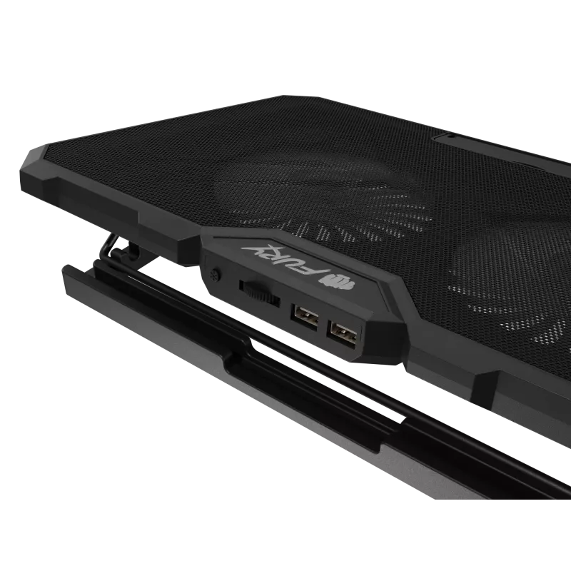 FURY GUNBAI G3 Laptop dzesēšanas paliktnis 14.1–17.3 collām ar 2 ventilatoriem, RGB apgaismojumu, 2× USB
