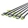 USB-C kabeļu komplekts zaļa Cell GC Ray — USB A uz USB C 3 garumi (30 cm, 120 cm, 200 cm), USB PD, 480 Mbps, 2,4 A, melns