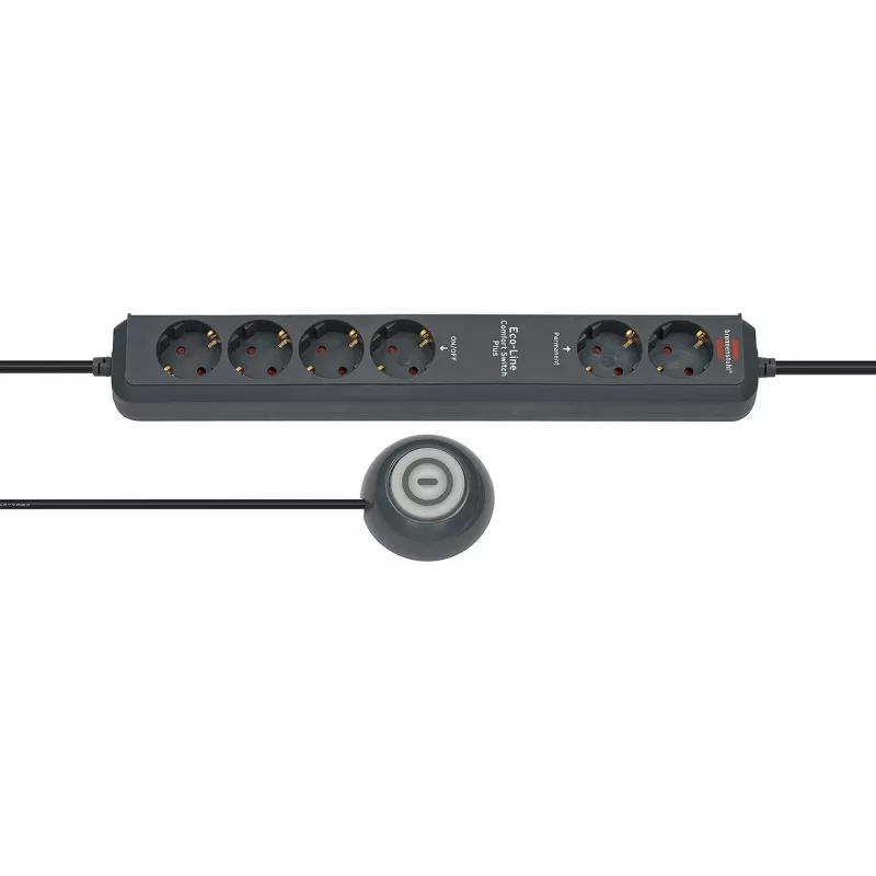 Strāvas pagarinātājs Brennenstuhl Eco-Line Comfort Switch 2m 6 maiņstrāvas rozetes