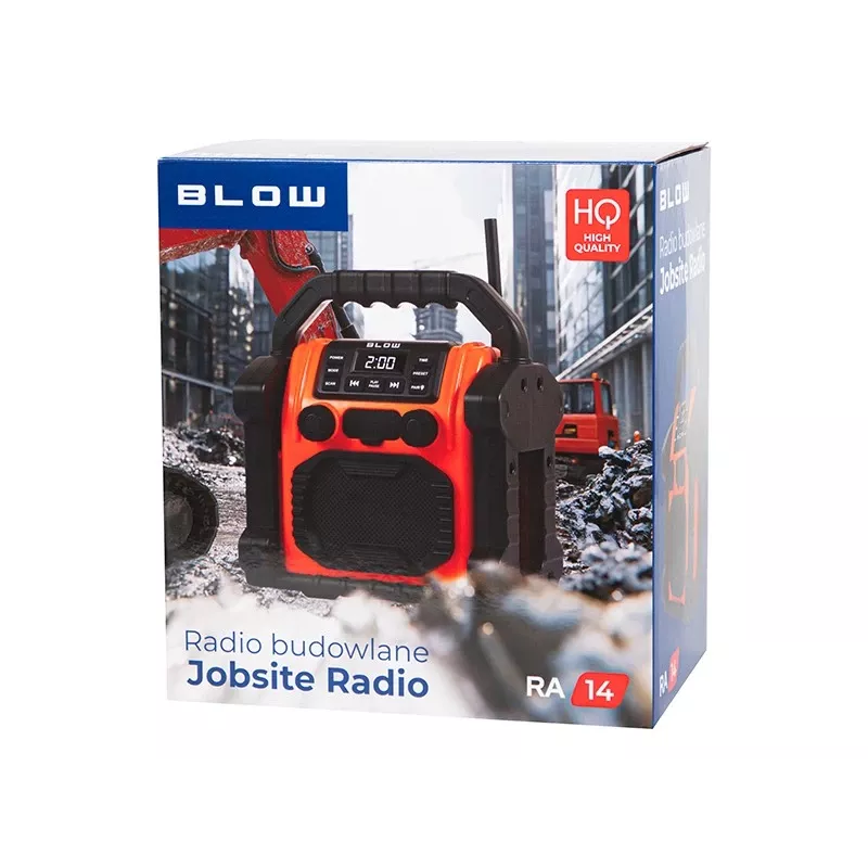 Pārnēsājams AM/FM radio BLOW RA14 būvniecības radio, darbināms ar baterijām, AM un FM uztveršana