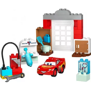 Konstruktors LEGO DUPLO 10456 Disney Zibens Makvīna vizīte pie Doka darbnīcā — 35 detaļas, piemērots bērniem no 2 gadu vecuma, lielie klucīši