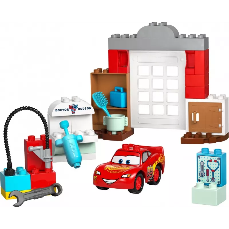 Konstruktors LEGO DUPLO 10456 Disney Zibens Makvīna vizīte pie Doka darbnīcā — 35 detaļas, piemērots bērniem no 2 gadu vecuma, lielie klucīši