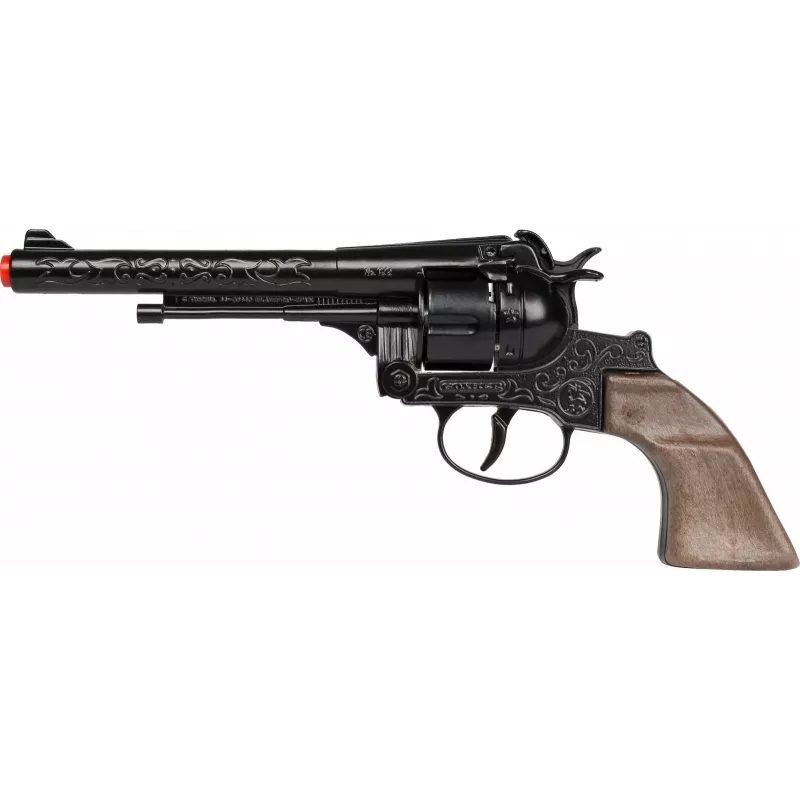 Pulio Metal Cowboy Revolver Gonher — metāla rotaļu patronu revolveris modelis 155122/6