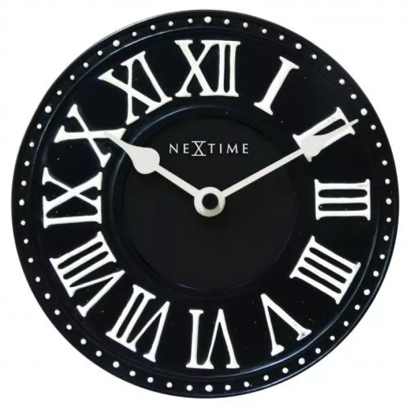 NeXtime klok 5187zw London Table, Ø16 cm, Wall, Melns/ Balts