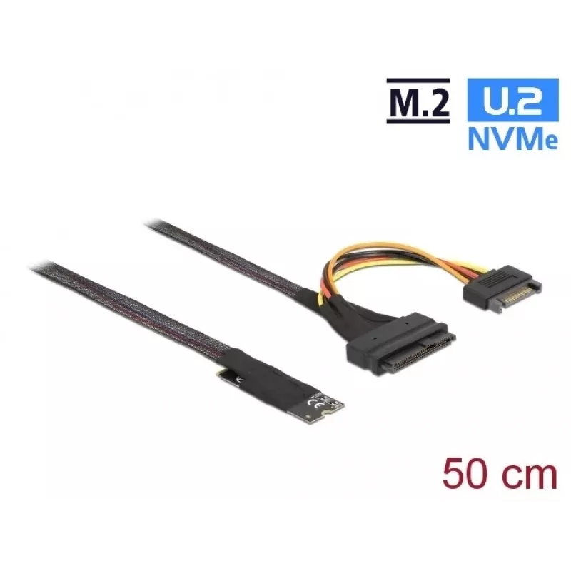 DeLOCK M.2 Key M uz U.2 SFF-8639 NVMe adapters ar 50 cm kabeli