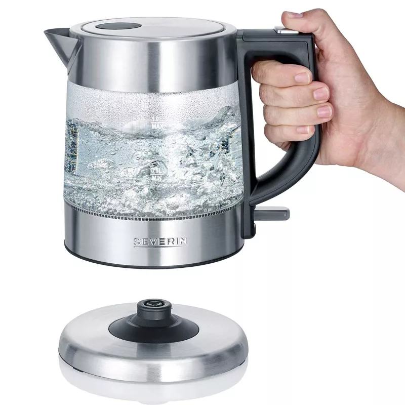 Severin WK 3468 elektriskā tējkanna 1 L 2200 W Melna, Nerūsējošais tērauds, Caurspīdīga