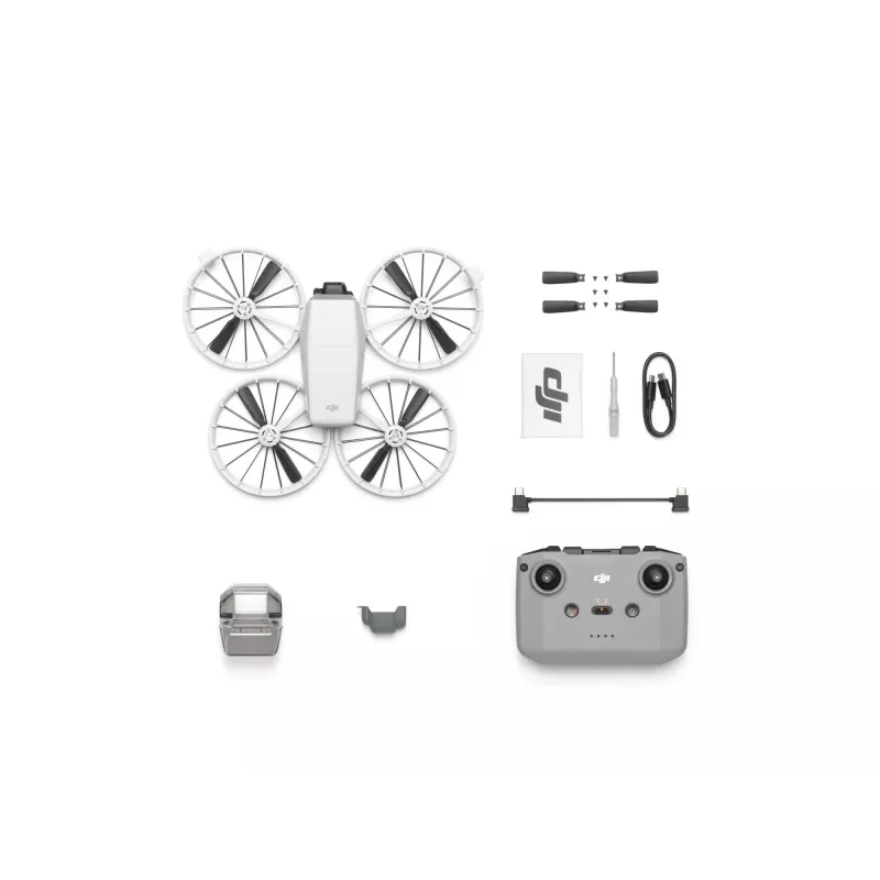 Drons DJI Flip ar 4 rotoriem, 48 MP kameru, 3840×2160 video, 3110 mAh akumulatoru, melnā/baltā krāsā