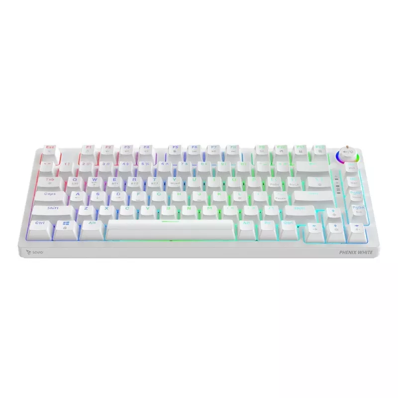 SAVIO PHENIX WHITE bezvadu mehāniskā tastatūra, Gateron Red Pro, ABS