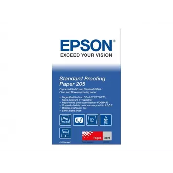 Epson Standard Proofing Paper, 17 collu x 50m, 205g/m², 50 m, 43,2 cm, 43,2 cm (17 collas), Matēts, 190 µm, 205 g/m²